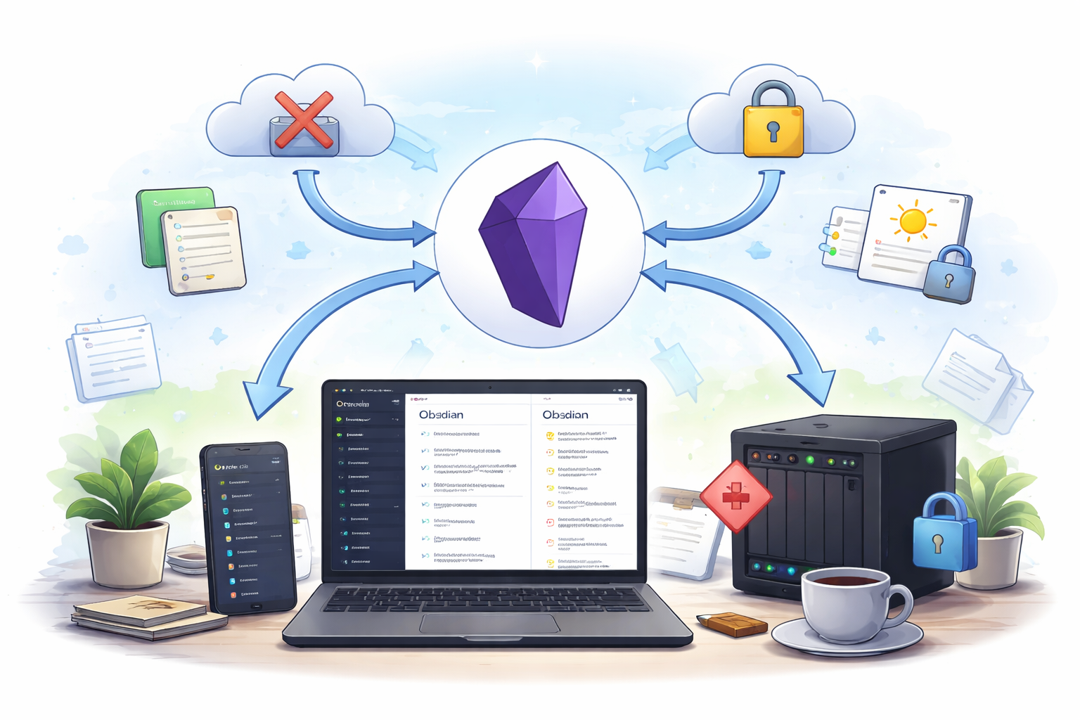 Wissensinseln konsolidiert mit Obsidian & lokalem Git-Sync